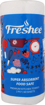 

Freshee 60 Sheet Single Pack Kitchen Towel Tissue made with 100% virgin fibre that offer fresh and hygienic experience