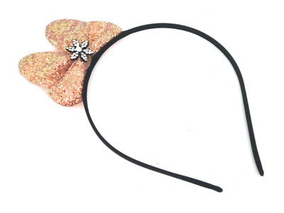 SKD Glitter Sparkels Hairband Big Bow Headband Hair Accessories for Baby Girls/Women Head Band(Orange)