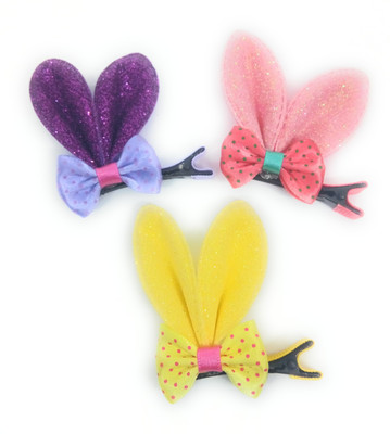 

SKD Set of Peach, Purple and Yellow Shiny Bunny Ears Hair Bows Clips Rabbit Ears Hair Barrettes Hair Accessories for Toddlers Girls Teens Kids Hair Clip Hair Clip(Yellow, Purple)