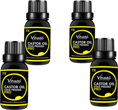 

VIHADO Pure Castor Oil (ColdPressed) For Hair, Eyelashes, Body, Skin Care Hair Oil 7x PRO ( 15 ml) (Pack of 4) Hair Oil(15 ml)
