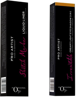 

O3+ Pro Artist Sketch Marker Liquid Eye Liner and Irresistible Creamy Eye Shadow Combo Kit for Party Ready Look(BLACK)