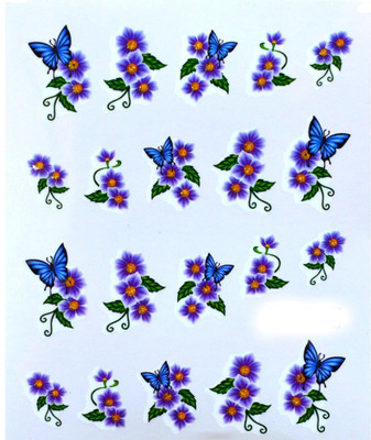 

SENECIO® Blue Purple Butterfly Floral Nail Art Manicure Decals Water Transfer Stickers 1 Sheet Size :6.2*5.2cm(Multicolor)