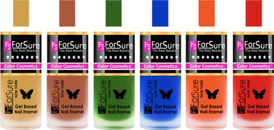 Forsure Golden, Brown, Green, Blue, Orange, Red Velvet Matte Nail Polish (Set of 6 Nail Polish) Golden, Brown, Green, Blue, Orange, Red(Pack of 6)