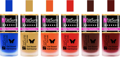 Forsure Blue, Golden,Orange, Red, Reddish Maroon, Maroon Velvet Matte Nail Polish (Set of 6 Nail Polish) Blue, Golden,Orange, Red, Reddish Maroon, Maroon(Pack of 6)