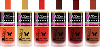 

Forsure Orange, Golden, Red, Reddish Maroon, Maroon,Nude Velvet Matte Nail Polish (Set of 6 Nail Polish) Orange, Golden, Red, Reddish Maroon, Maroon,Nude(Pack of 6)