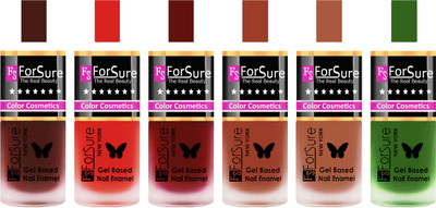 

Forsure Reddish Maroon, Red, Maroon, Nude, Brown, Green Velvet Matte Nail Polish (Set of 6 Nail Polish) Reddish Maroon, Red, Maroon, Nude, Brown, Green(Pack of 6)