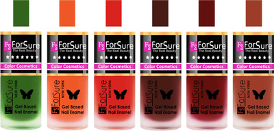 

Forsure Green, Orange, Red, Reddish Maroon, Maroon, Nude Velvet Matte Nail Polish (Set of 6 Nail Polish) Green, Orange, Red, Reddish Maroon, Maroon, Nude(Pack of 6)