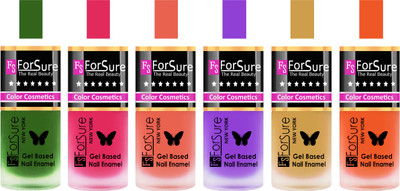 Forsure Green, Pink, Peach, Purple, Golden,Orange Velvet Matte Nail Polish (Set of 6 Nail Polish) Green, Pink, Peach, Purple, Golden,Orange(Pack of 6)