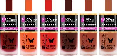 

Forsure Maroon, Orange, Red, Reddish Maroon, Nude, Brown Velvet Matte Nail Polish (Set of 6 Nail Polish) Maroon, Orange, Red, Reddish Maroon, Nude, Brown(Pack of 6)