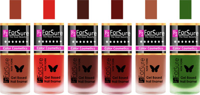 

Forsure Nude, Red, Reddish Maroon,Maroon, Brown, Green Velvet Matte Nail Polish (Set of 6 Nail Polish) Nude, Red, Reddish Maroon,Maroon, Brown, Green(Pack of 6)
