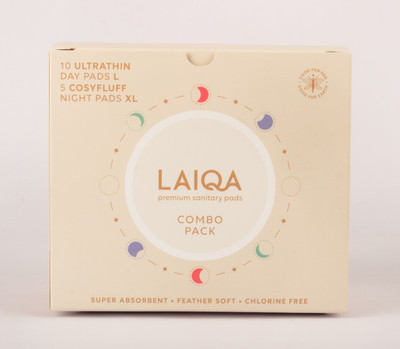 

LAIQA Premium Sanitary Napkins Cosyfluff + Ultrathin Combo Pack 10 Days Pad L & 5 Night Pads XL Sanitary Pad(Pack of 15)