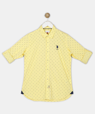 

US Polo Kids Boys Printed Casual Yellow Shirt, Med yellow