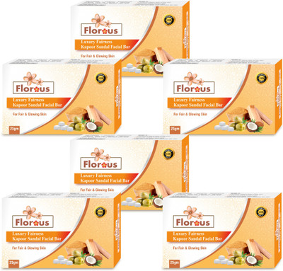 

Florous Kapoor Sandal Facial Bar (Kapoor Goti) ( 6 x 25 gm )(150 g, Pack of 6)