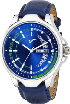 Wrightrack Exclusive Day Date Series Quartz Movement Stylish Blue Dial Wrist Watch for Boys Analog Watch  - For Men