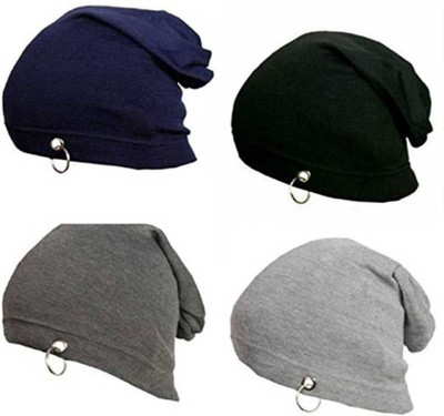 Evanden Self Design Beanie Cap(Pack of 4)