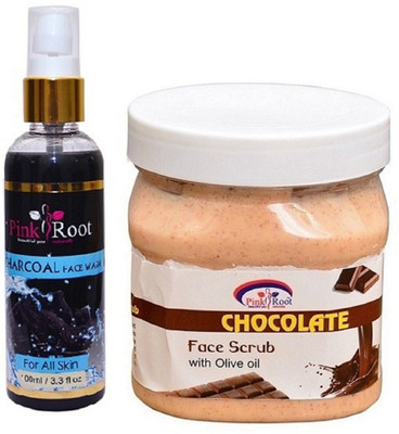 

Pink Root Charcoal Face Wash 100ml WITH Chocolate Scrub 500ml(Set of 2)