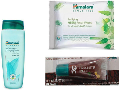

Himalaya Refreshing Clarifying Toner, Neem Facial Wipes, Cocoa Butter Lip Balm(Set of 3)