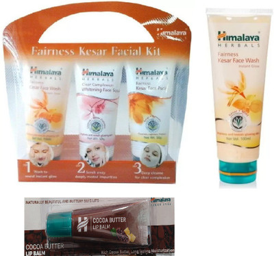 

Himalaya Fairness Kesar Facial Kit, Fairness Kesar Face Wash, Cocoa Butter Lip Balm(Set of 3)