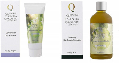 

QUINTA ESSENTIA ORGANIC Combo Of Lavender Hair Mask, Rosemary Hair Growth Stimulator| Organic Anti-Hair Fall And Hair Moisturizer For Men & Women| Paraben Free(Set of 2)