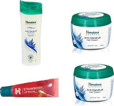 

Himalaya anti dandruff shampoo, anti dandruff hair cream, strawberry lip balm(Set of 4)