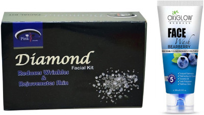 

Pink Root DIAMOND FACIAL KIT 83GM WITH OXYGLOW BEARBERRY FACE WASH(Set of 2)