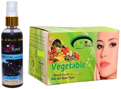 

Pink Root Charcoal Face Wash 100ml WITH Vegetable Bleach 250gm(Set of 2)