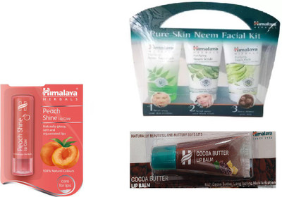 

Himalaya Peach Shine Lip Care, Pure Skin Neem Facial Kit, Cocoa Butter Lip Balm(Set of 3)