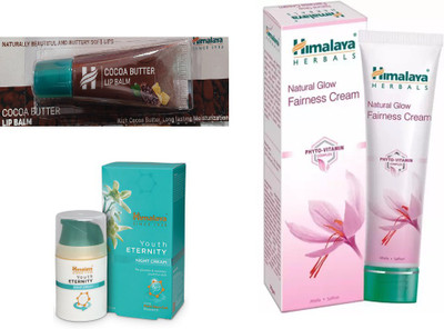 

Himalaya Cocoa Butter Lip Balm, Youth Eternity Night Cream, Natural Glow Fairness Cream(Set of 3)