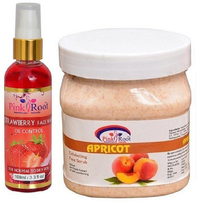 

Pink Root Strawberry Face Wash 100ml WITH Apricot Scrub 500ml(Set of 2)