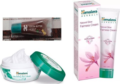 

Himalaya Cocoa Butter Lip Balm, Natural Glow Fairness Cream, Nourishing Skin Cream(Set of 3)