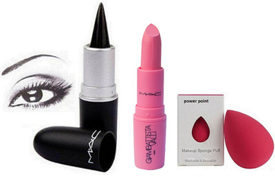 

power point sponge puff, stick kajal, giambattista vali lipstick(Set of 3)