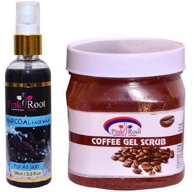 

Pink Root Charcoal Face Wash 100ml WITH Coffee Gel Scrub 500ml(Set of 2)