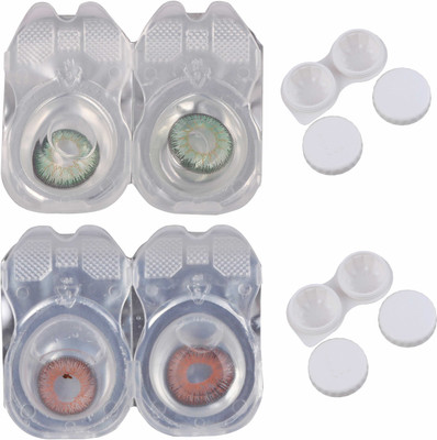 

Vision-Plus 2 Pair Brown & Green Color Zero Power Monthly Contact Lens With 2 Case Monthly Contact Lens(0, Brown, Green, Pack of 2)