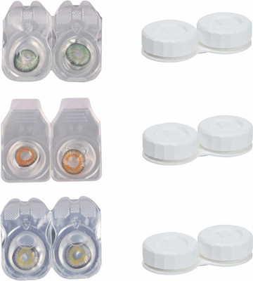 

Vision-Plus 3 Pair Green, Grey & Honey Color Zero Power Monthly Contact Lens With 3 Case Monthly Contact Lens(0, Green, Honey, Grey, Pack of 3)