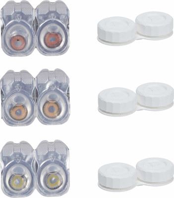 

Vision-Plus 3 Pair Brown, Hazel & Grey Color Zero Power Monthly Contact Lens With 3 Case Monthly Contact Lens(0, Brown, Hazel, Grey, Pack of 3)