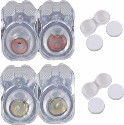 

Vision-Plus 2 Pair Brown & Grey Color Zero Power Monthly Contact Lens With 2 Case Monthly Contact Lens(0, Brown, Grey, Pack of 2)