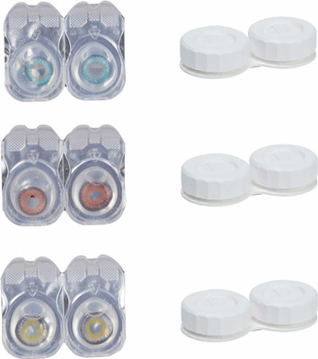

Vision-Plus 3 Pair Blue, Brown & Grey Color Zero Power Monthly Contact Lens With 3 Case Monthly Contact Lens(0, Blue, Brown, Grey, Pack of 3)