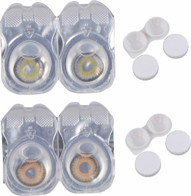 

Vision-Plus 2 Pair Hazel & Grey Color Zero Power Monthly Contact Lens With 2 Case Monthly Contact Lens(0, Grey, Hazel, Pack of 2)