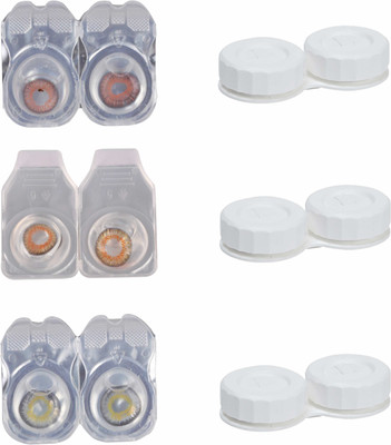 

Vision-Plus 3 Pair Brown, Honey & Grey Color Zero Power Monthly Contact Lens With 3 Case Monthly Contact Lens(0, Brown, Honey, Grey, Pack of 3)
