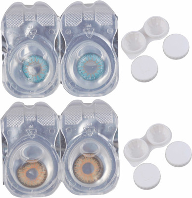 

Vision-Plus 2 Pair Blue & Hazel Color Zero Power Monthly Contact Lens With 2 Case Monthly Contact Lens(0, Blue, Hazel, Pack of 2)