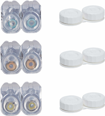 

Vision-Plus 3 Pair Blue, Hazel & Grey Color Zero Power Monthly Contact Lens With 3 Case Monthly Contact Lens(0, Blue, Hazel, Grey, Pack of 3)