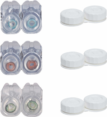 

Vision-Plus 3 Pair Blue, Brown & Green Color Zero Power Monthly Contact Lens With 3 Case Monthly Contact Lens(0, Blue, Brown, Green, Pack of 3)