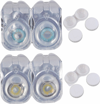 

Vision-Plus 2 Pair Blue & Grey Color Zero Power Monthly Contact Lens With 2 Case Monthly Contact Lens(0, Blue, Grey, Pack of 2)