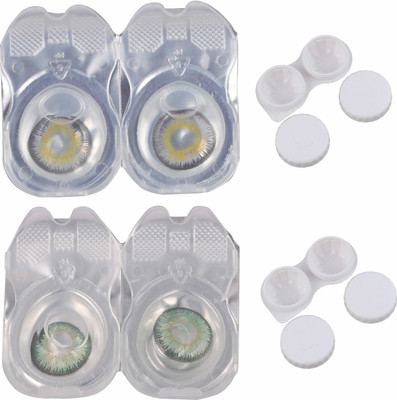 

Vision-Plus 2 Pair Green & Grey Color Zero Power Monthly Contact Lens With 2 Case Monthly Contact Lens(0, Grey, Green, Pack of 2)
