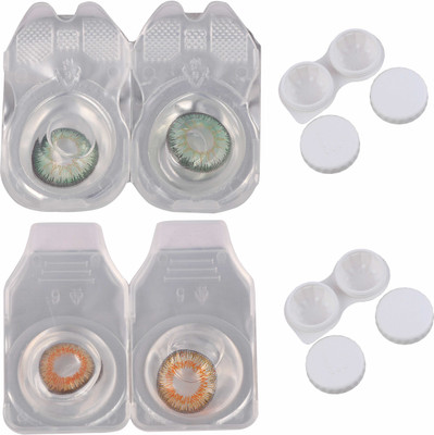 

Vision-Plus 2 Pair Green & Honey Color Zero Power Monthly Contact Lens With 2 Case Monthly Contact Lens(0, Green, Honey, Pack of 2)