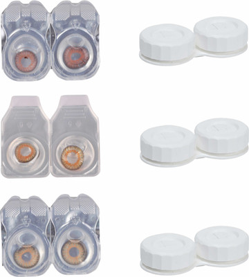 

Vision-Plus 3 Pair Brown, Honey & Hazel Color Zero Power Monthly Contact Lens With 3 Case Monthly Contact Lens(0, Brown, Honey, Hazel, Pack of 3)