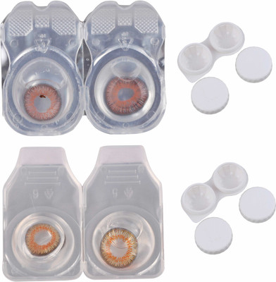 

Vision-Plus 2 Pair Brown & Honey Color Zero Power Monthly Contact Lens With 2 Case Monthly Contact Lens(0, Brown, Honey, Pack of 2)