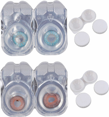 

Vision-Plus 2 Pair Blue & Brown Color Zero Power Monthly Contact Lens With 2 Case Monthly Contact Lens(0, Blue, Brown, Pack of 2)
