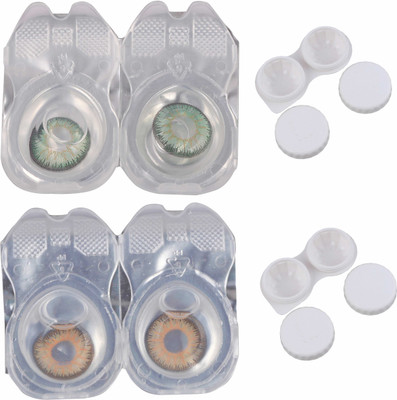 

Vision-Plus 2 Pair Green & Hazel Color Zero Power Monthly Contact Lens With 2 Case Monthly Contact Lens(0, Green, Hazel, Pack of 2)