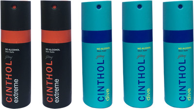 

CINTHOL 2 EXTREME ,3 DIVE (PACK OF 5) Body Spray - For Men & Women(150 ml, Pack of 5)